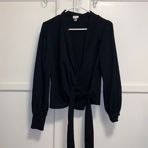 A New Day Small Black Tie Front Blouse